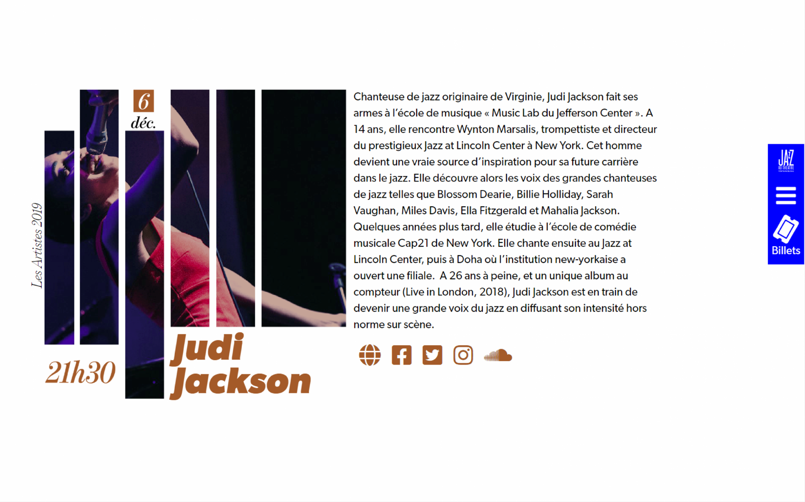 Jazz au théâtre page présentation artiste